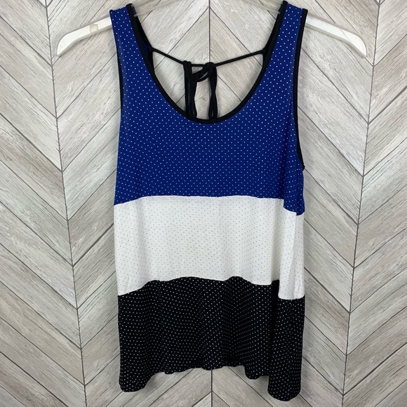 Blue, white, black, with silver Polka dots tank - Picture 1 of 6